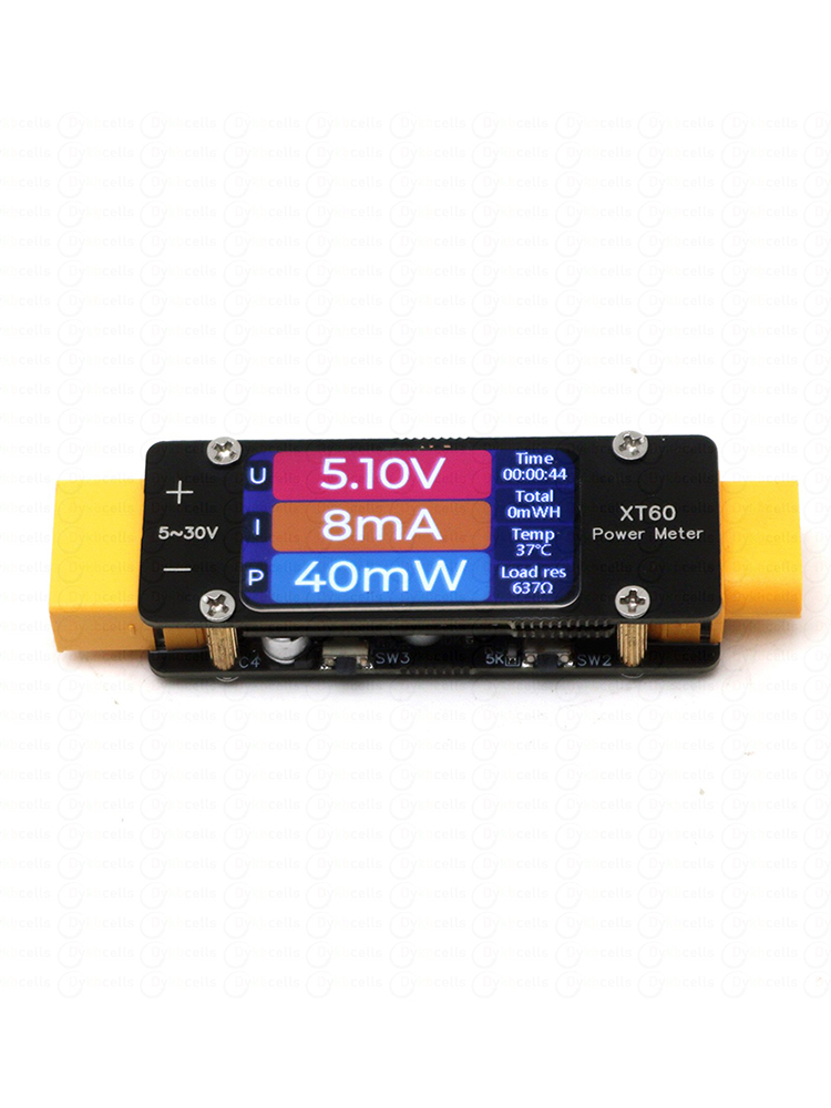 Drone Battery Voltage Checker - 2mA-64A DC XT60 電流計パワーメーター双方向電流電圧温度アラーム付き 12V 24V