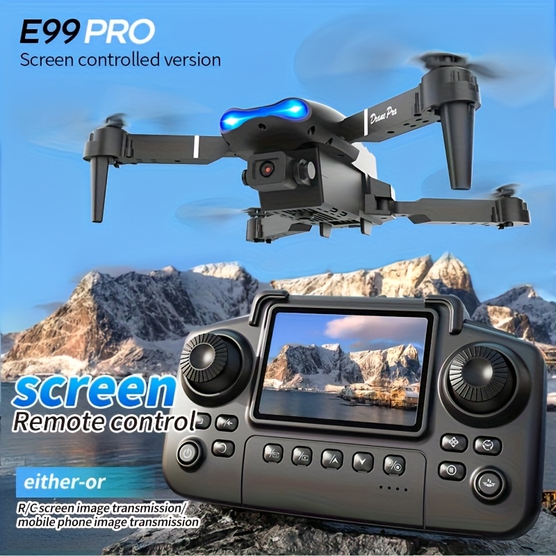 Drone Battery Case - E99 PRO MAX：デュアルHDカメラ、画面付きリモコン、2つのバッテリー、合計40分の飛行時間、ワンキーで帰還、LEDライト、予備プロペラ、プロペラガード、修理用ツールキットを搭載した折りたたみ式ドローン。大人向けのブラックフライデーやクリスマスギフトに最適。