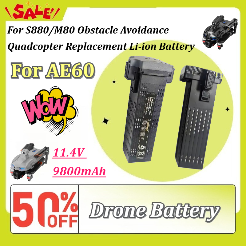 Drone Battery Li-Ion - 新しい 11.4V 9800mAh 充電式ドローンバッテリー S880/M80/AE60 障害物回避クアッドコプター交換用リチウムイオンバッテリー