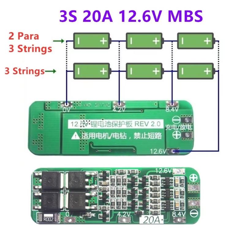 Drone Battery 3S - 3S 20A リチウムバッテリー充電保護ボード 18650 リチウムイオン安全保護モジュール RCドローン・電動スクーター電源改造用