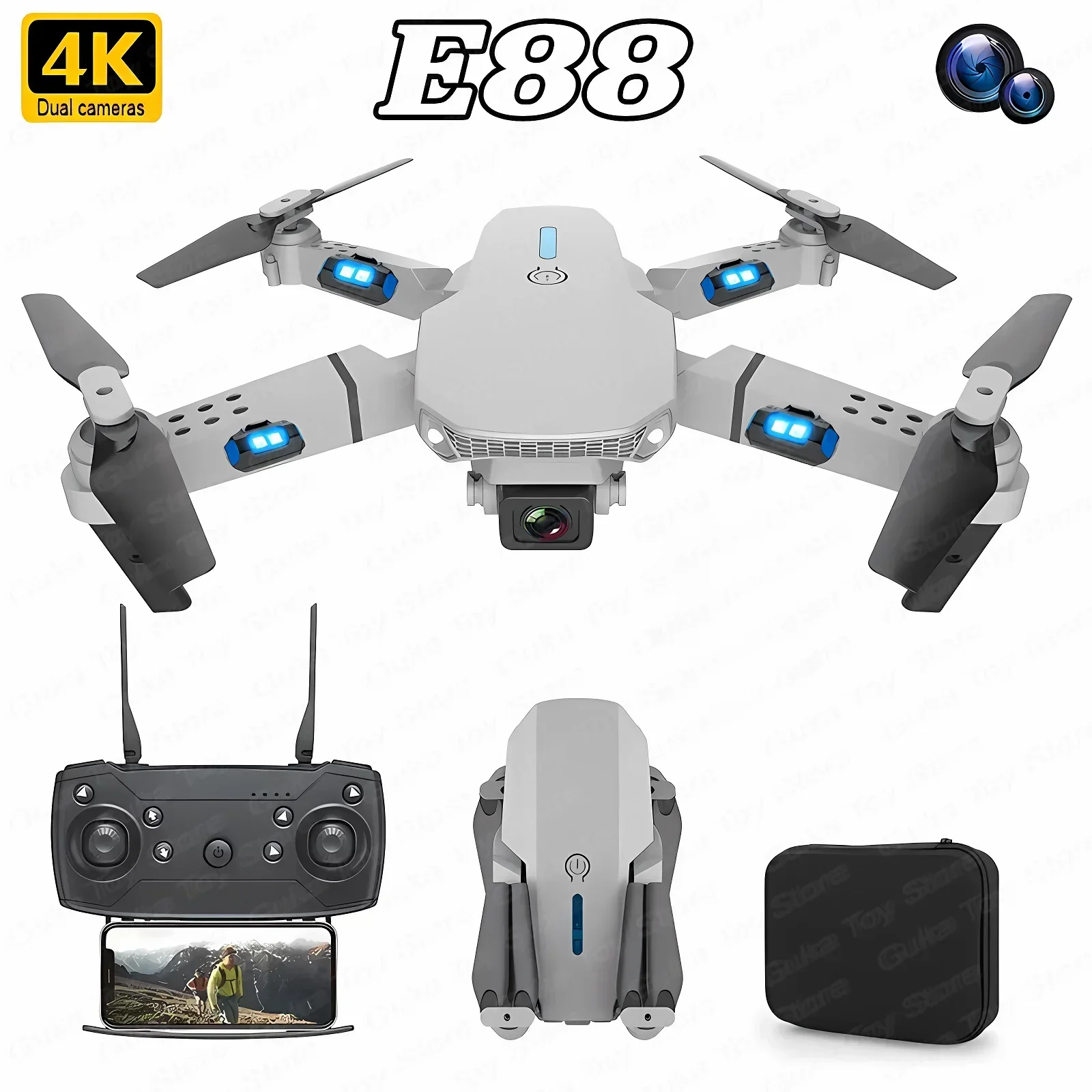 折りたたみ式クワッドコプター,e88プロ広角fpv,wifi - Drone Battery Case のレビューと価格