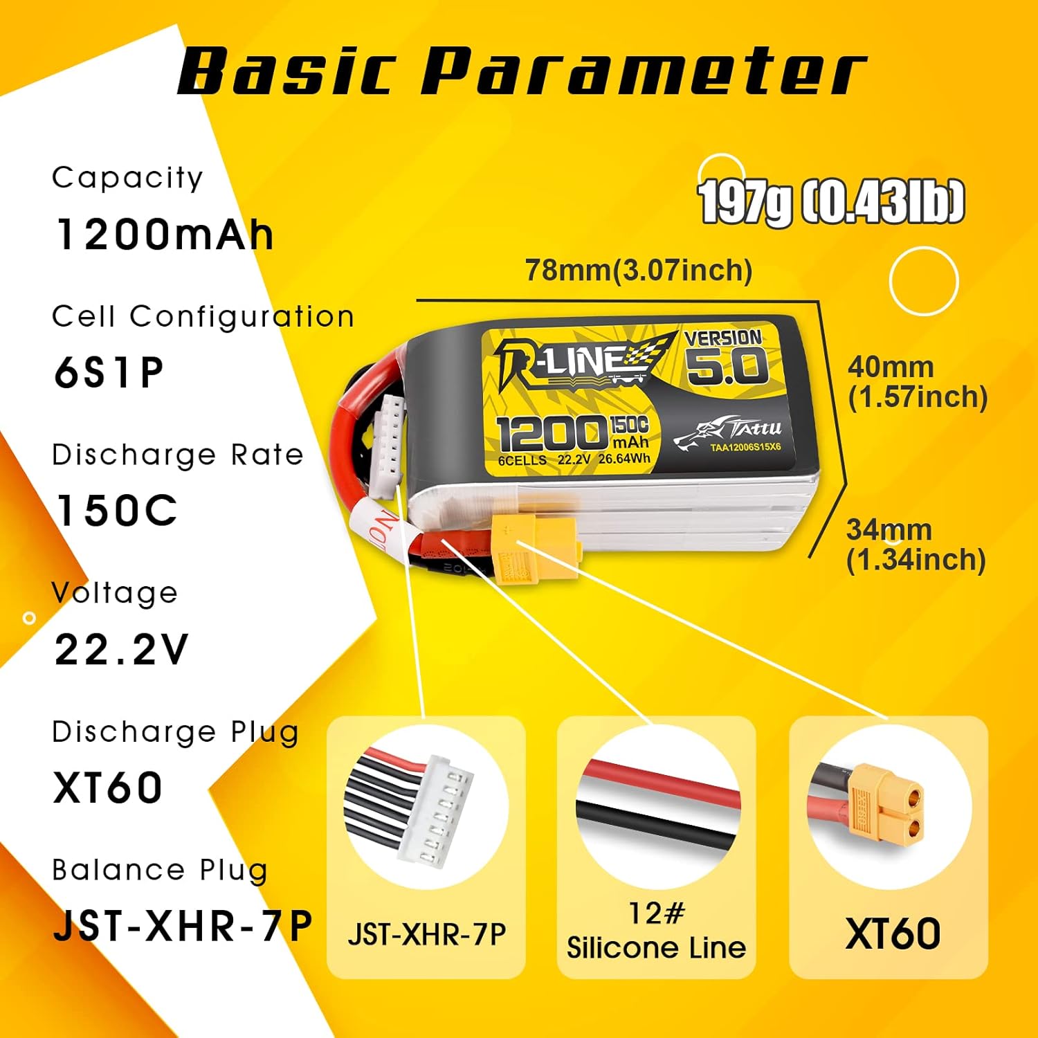 TATTU R-LINE 5.0 22.2V 1200mAh - Drone Battery 6S のレビューと価格