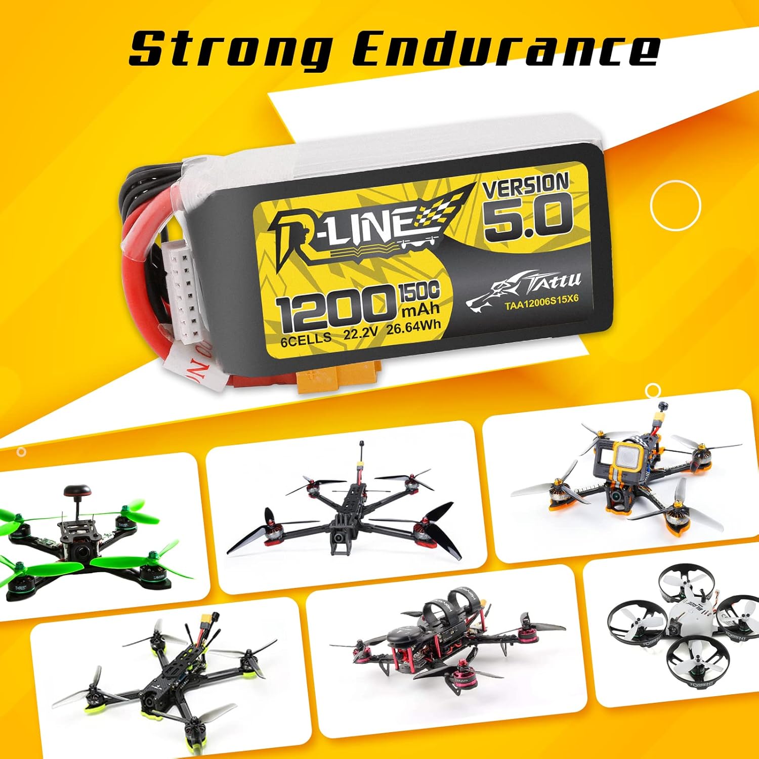 TATTU R-LINE 5.0 22.2V 1200mAh - Drone Battery 6S のレビューと価格
