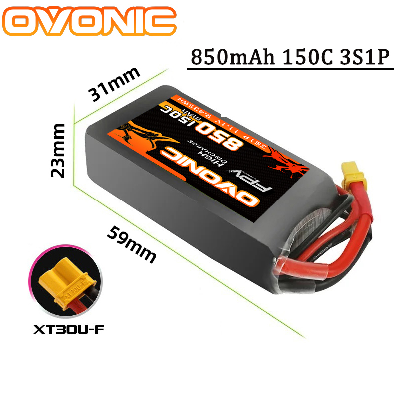 OVONIC 150C 850mAh リポバッテリー 3S  - Drone Battery 6S のレビューと価格