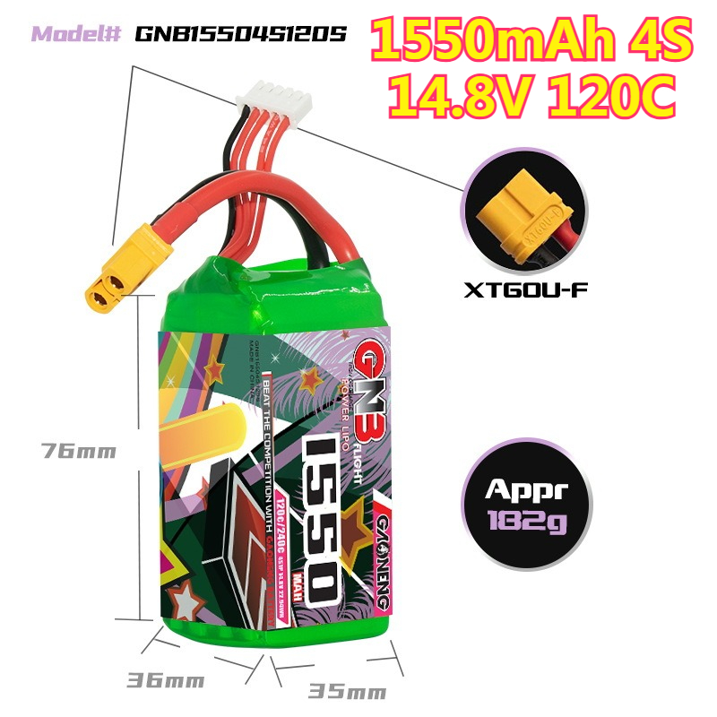 1550mAh 120C LiPoバッテリー 4S 14.8 - Drone Battery 6S のレビューと価格